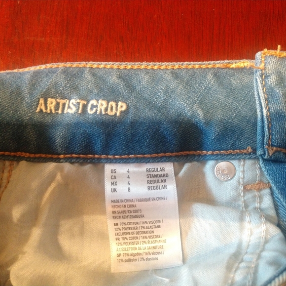American Eagle Outfitters Artist Crop Jeans Size 4 Like New! - Picture 4 of 6